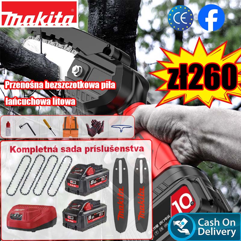 Przenośna piła akumulatorowa Makita 8 cali, moc 8000 W